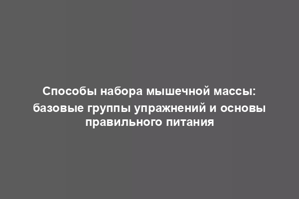 Способы набора мышечной массы: базовые группы упражнений и основы правильного питания